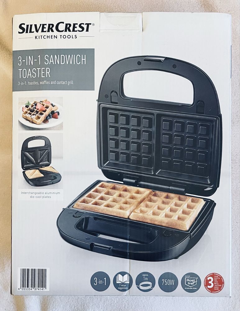 Toster 3 w 1 sandwich, gofry, grill, 750W seria SSMW D2