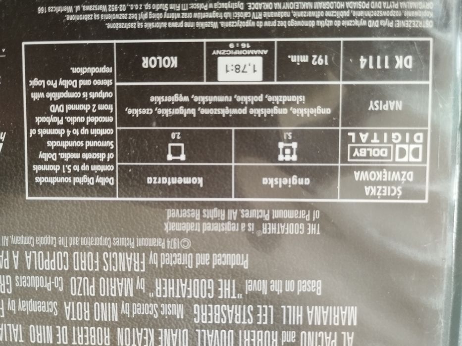 Dvd ojciec chrzestny saga 3 części