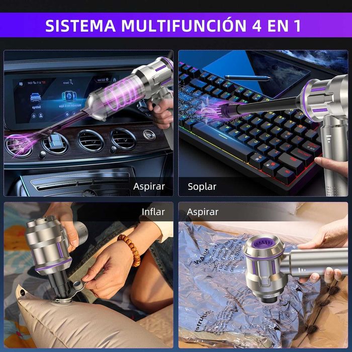 Aspirador de pó portátil aspirador de pó sem fio para carro 4 em 1