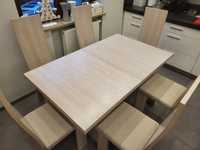 Stół rozkładany 85 x 140 do 190 cm + 6 krzeseł