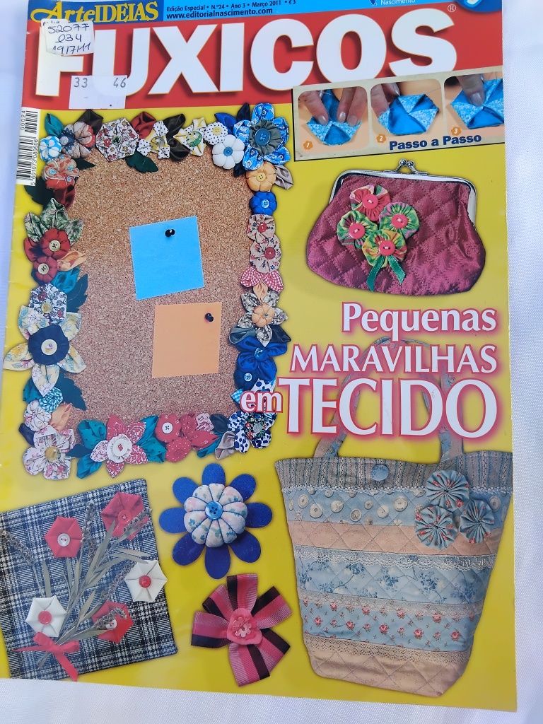 Lote de 6 revistas de artesanato-fuxicos e flores em tecido