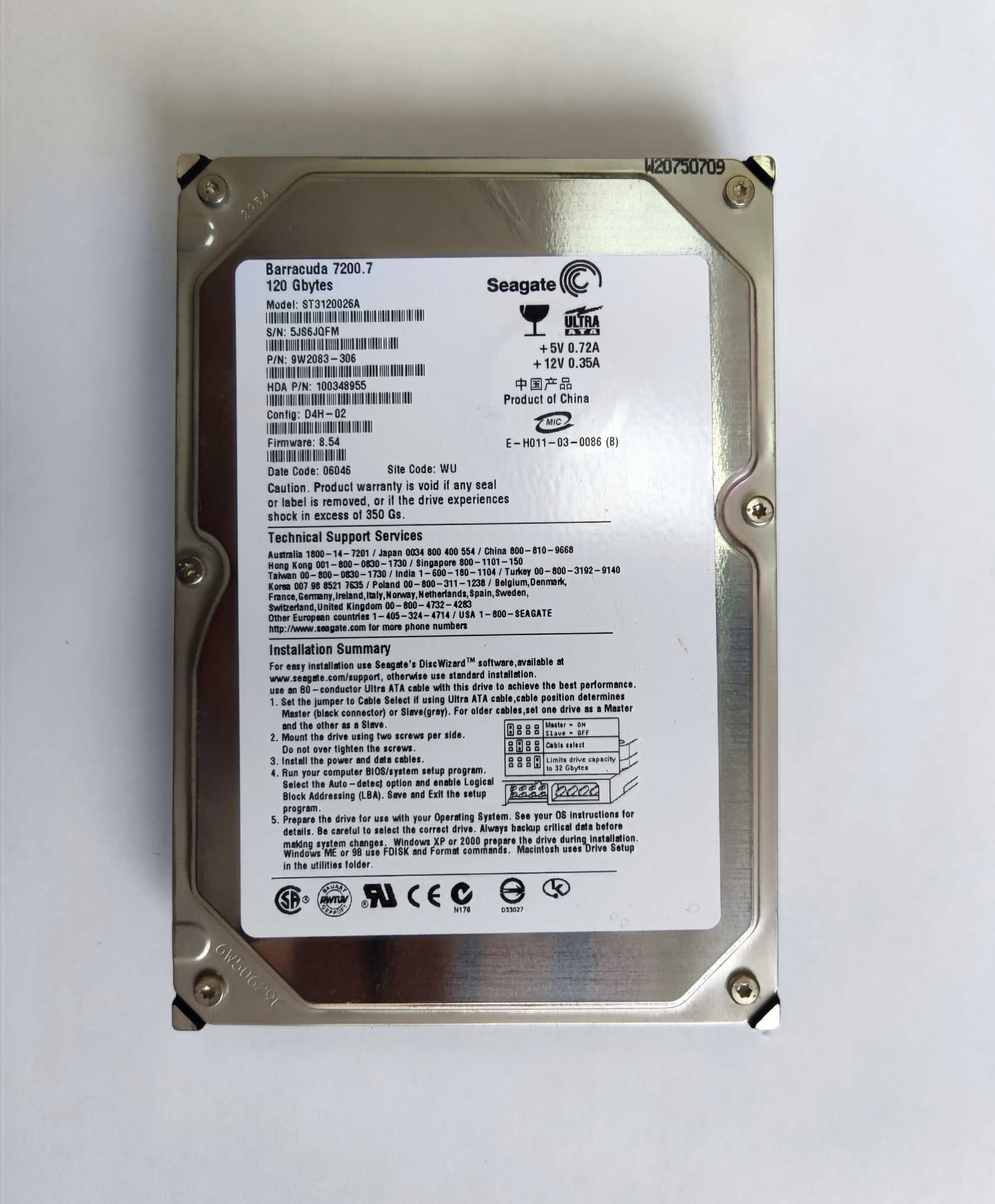 HDD Жесткий диск Seagate Barracuda 7200, 3.5", IDE, 120 Гб, 7200 rpm