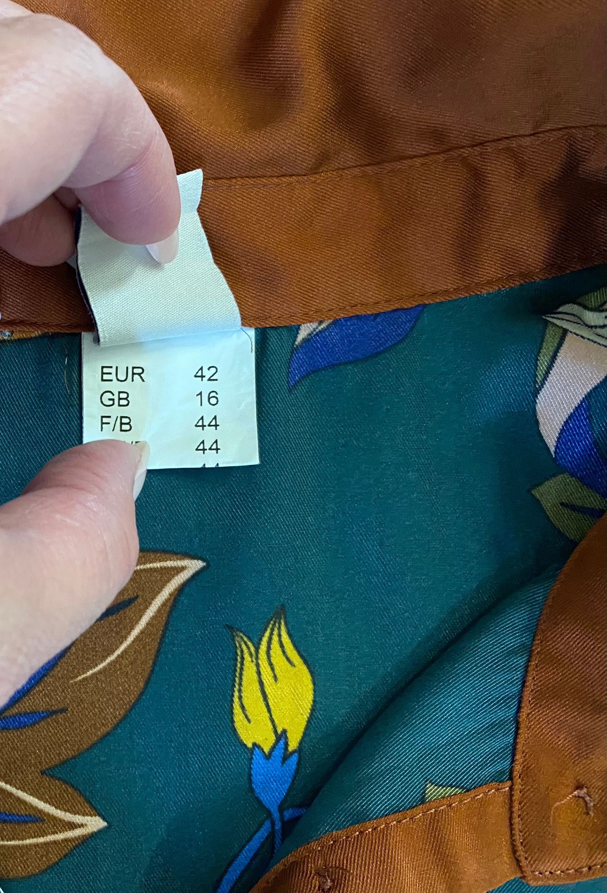 Bluzka Koszula butelkowa zieleń kwiaty  L -XL