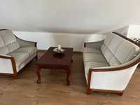 Sofa stylowa  , komplet ,ława , drewno