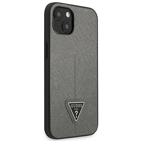 Etui Guess Saffiano Triangle Logo na iPhone 13 mini - srebrne