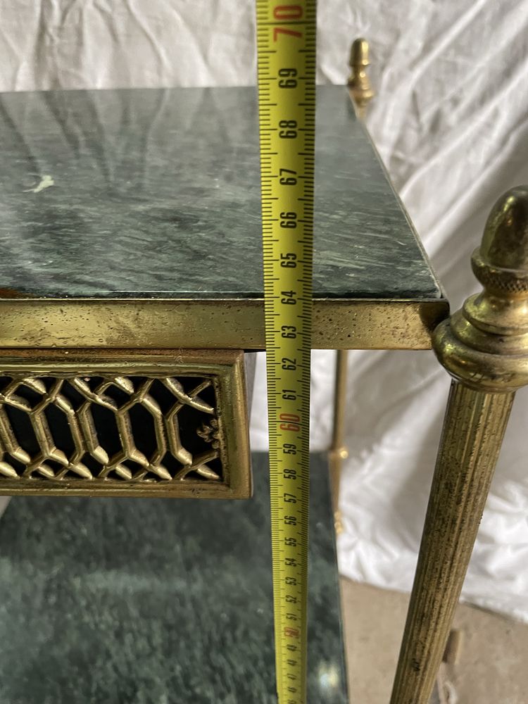Mesa de Cabeceira em Latão e Marmore