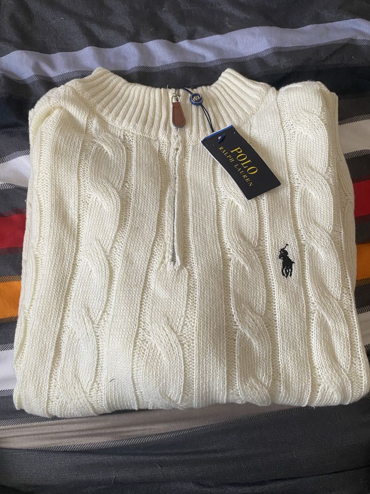 Bialy sweter ralph lauren