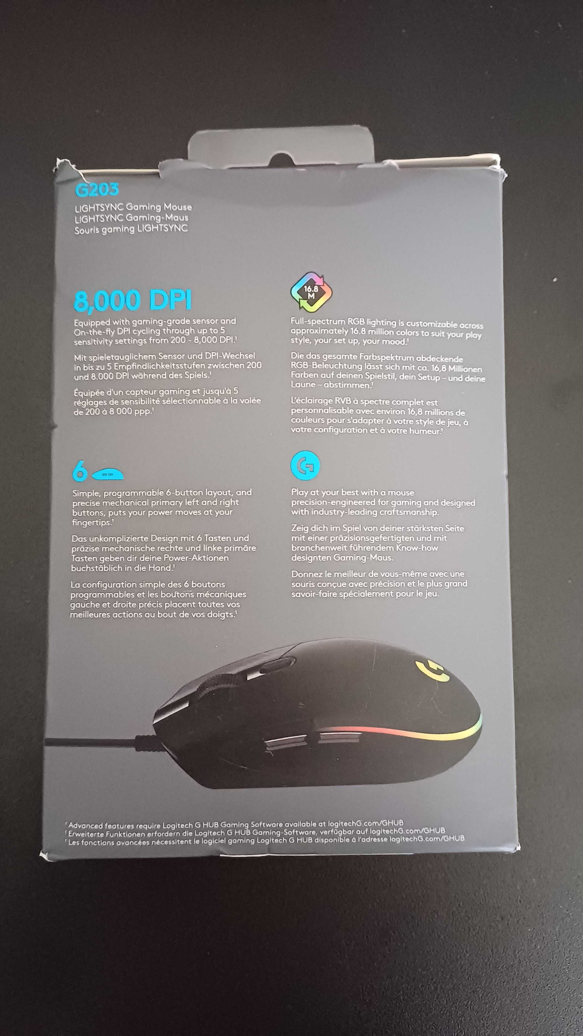 Mysz LOGITECH G203 Czarny – jak nowa, z pudełkiem