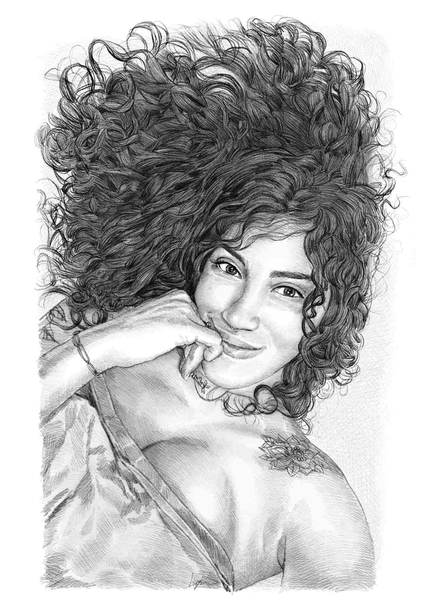 Desenho retratos realistas a preto e Branco a partir da sua foto