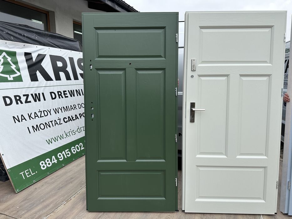 Drzwi drewniane zewnętrzne  wewnątrzklatkowe Na wymiar Montaż KLATKOWE