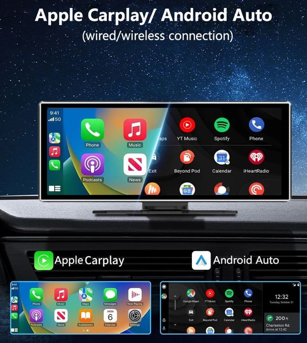 Rádio Android Auto Carplay Portátil 11,26 polegadas Ecrã HD Wi-Fi GPS