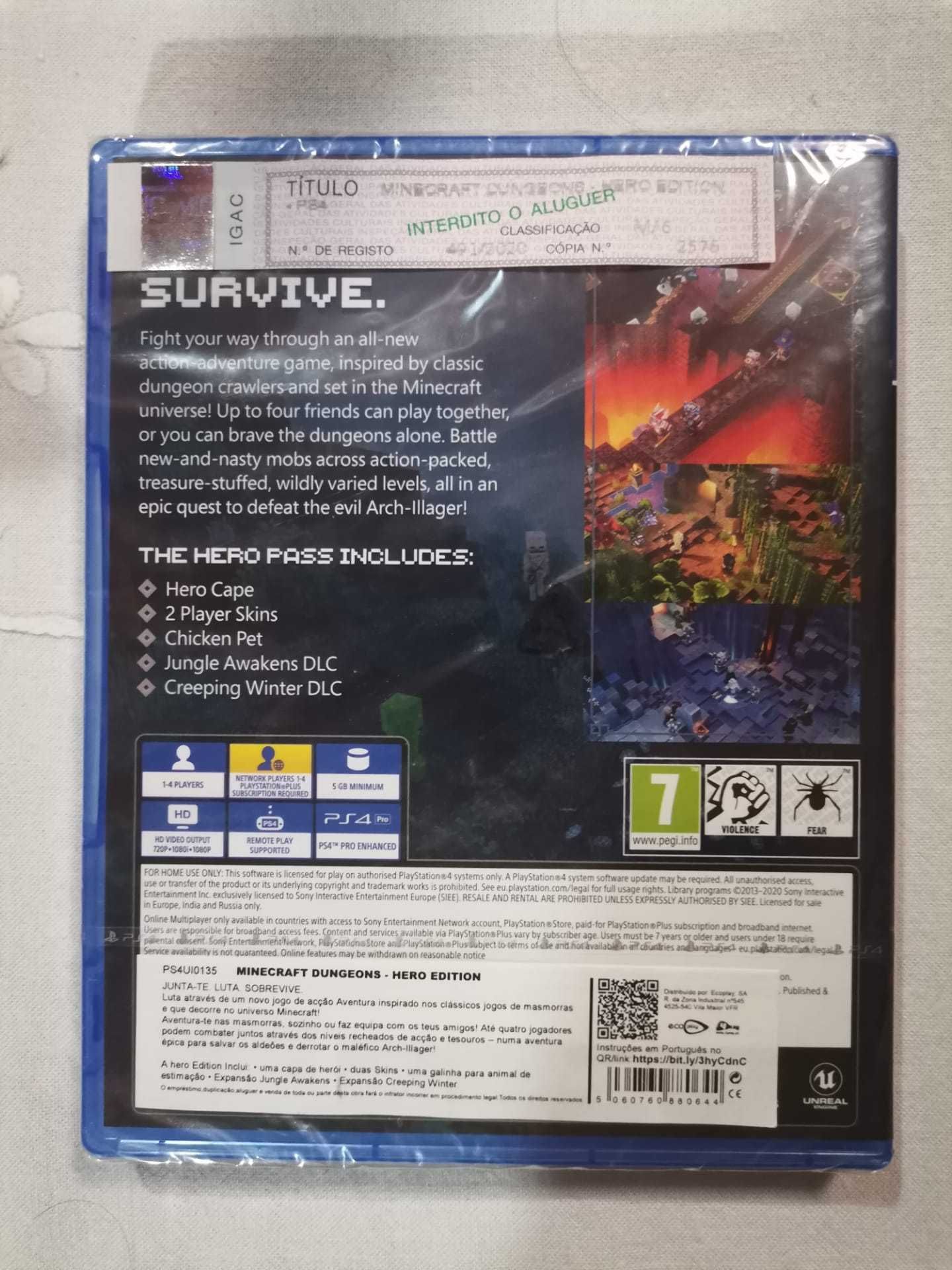 Minecraft Dungeons: Hero Edition. para PS4. Artigo Novo!