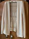 Sweter sweterek ładny elegancki koronka S M L blado różowy