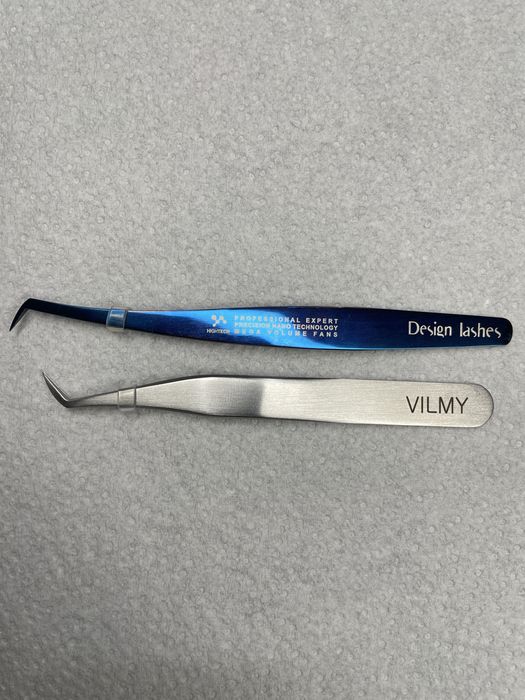 Пінцети для нарощування вій Vilmy та Design Lashes.
