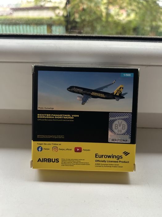 Herpa Model samolotu Eurowings Airbus A320 "BVB" w skali 1:500