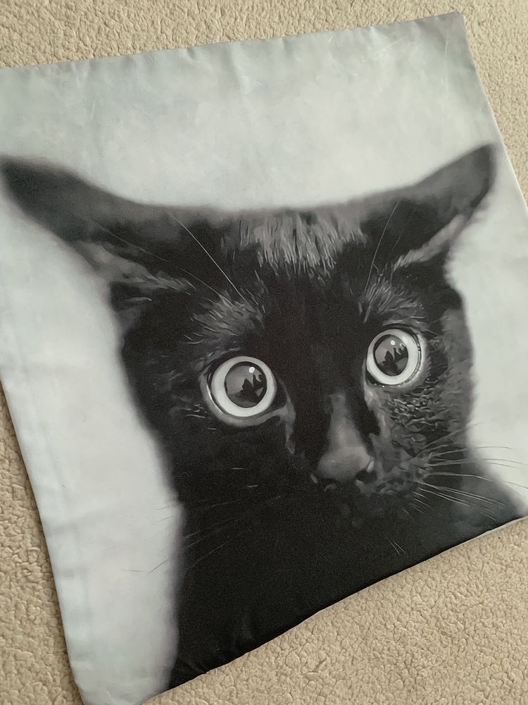 Poszewka na poduszkę dekoracyjna HD/jaśiek, Czarny Kot/Black Cat