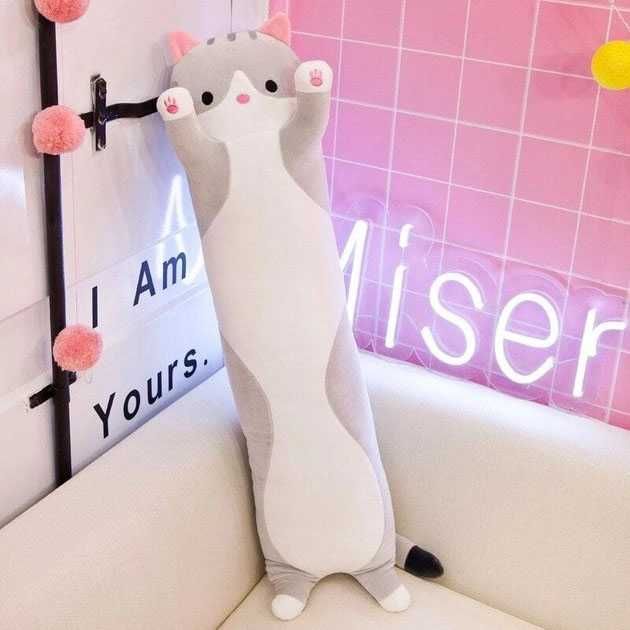 Гігантська м'яка плюшева іграшка Довгий Кіт Батон котейка-подушка