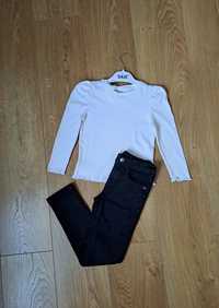 Черные джинсы для девочки/белая кофта с длинным рукавом
