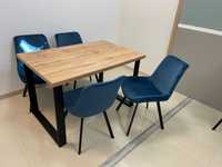 (609) Stół na metalowych nogach + 4 krzesła, nowe 1250 zł