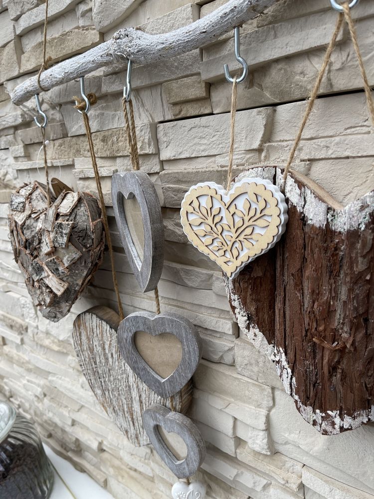Handmade serca na kiju serce drewno sznurek Walentynki