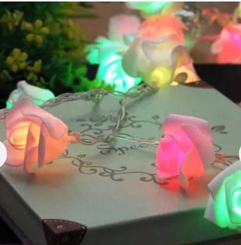 20 rosas c luzes fixas ou intermitentes para interior/exterior (3 m)