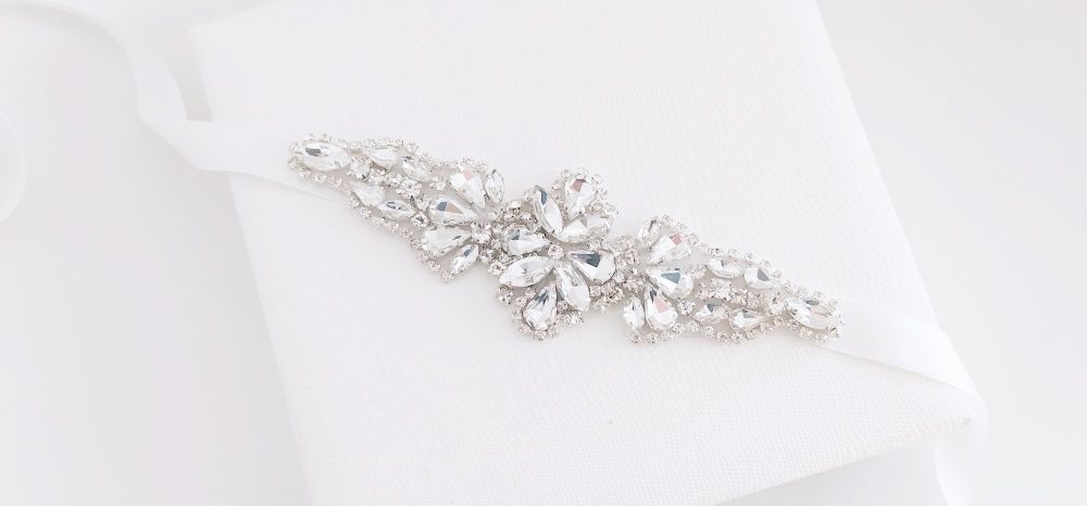 Pasek biżuteryjny AURELIA pas do sukni ślubnej wieczorowej kryształki