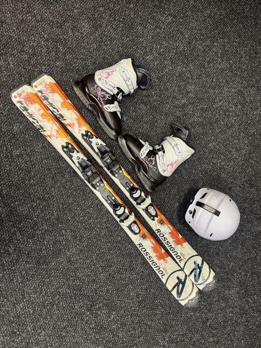 Zestaw Narty Junior Rossignol 120cm + Buty Salomon 23.5cm + Kask Bolle