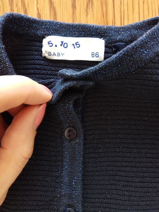 Sweter sweterek granatowy 5.10.15 na guziki, jak nowy, bolerko, 86