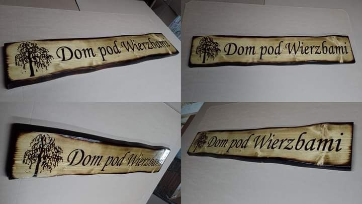 POLSKIE rękodzieło szyldy drewniane ręcznie robione grawer adres