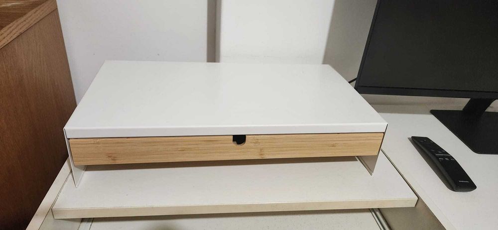 Suporte do monitor c/gaveta, branco ELLOVEN Ikea