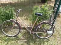 rower typu składak, brązowy nowe opony, hamulec, błotniki koszyk