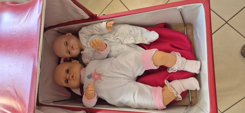 Wózek wózeczek dla lalek PRL stary eko skóra plus dodatki lalki lalka