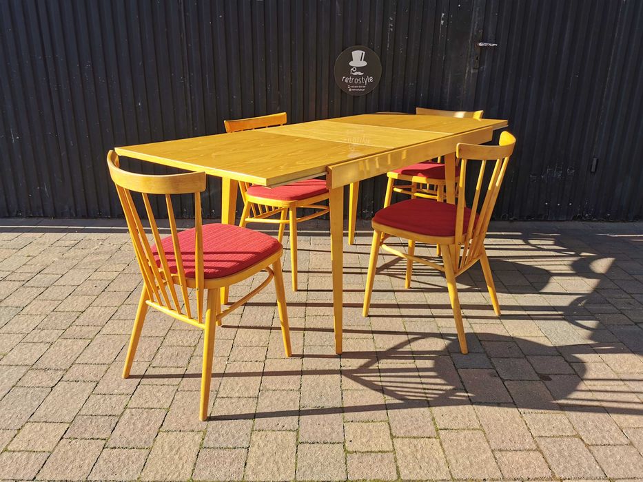 Stół proj. F. Jirák+ 4x krzesło -TATRA, Czechosłowacja '60 Design, Prl