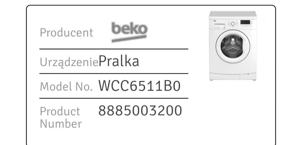 Drzwi do pralki beko WCC6511B0