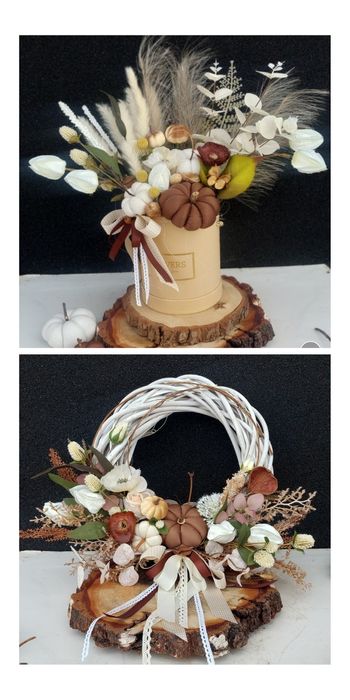 Piękny komplet jesienny wianek bukiet