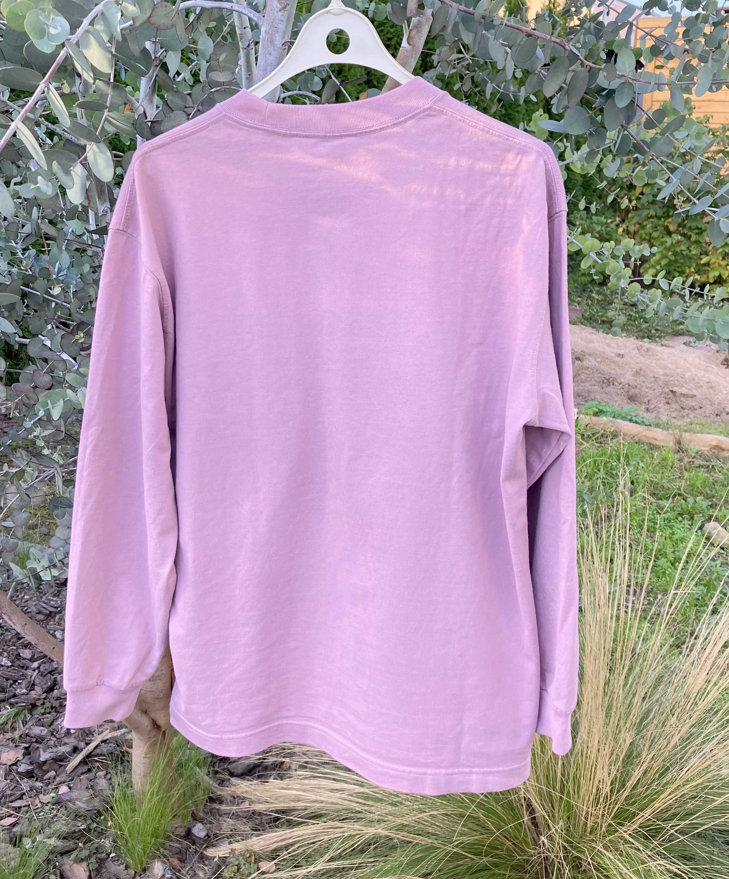 Uniqlo basic róż wrzosowa bluza z kieszenią S oversize bawełna