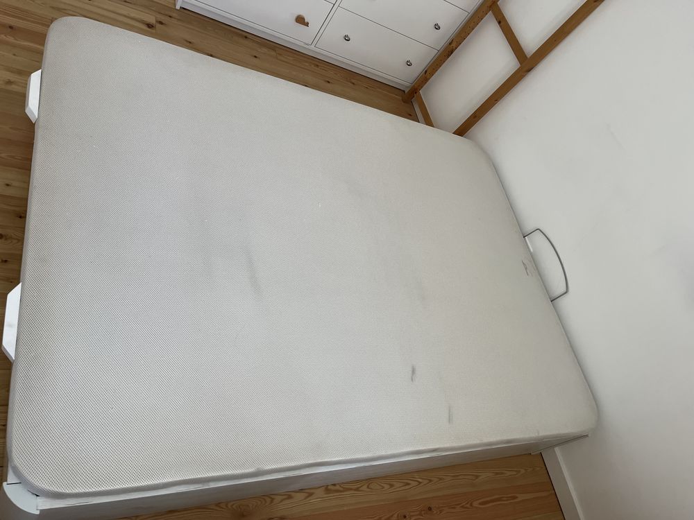 Cama casal | Sommier de madeira WOODSPACE | 1,90 x 1,40 | cor snow