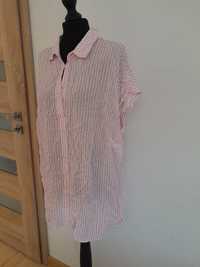 Koszula luźna w paski różowa biała 3xL 4 XL