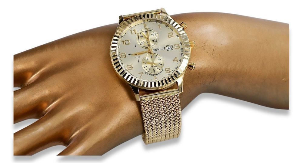 Złoty zegarek 14k 585 bransoletą męski Geneve mw007y&mbw014y Katowice