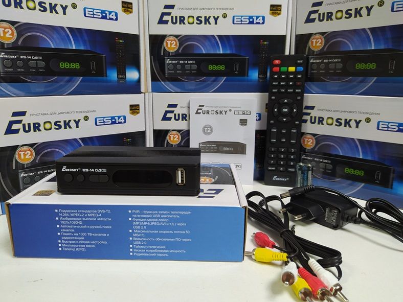 Приставка Т2 EuroSky ES-14 IPTV YouTube MeGoGo DVB-T2/C тюнер приемник