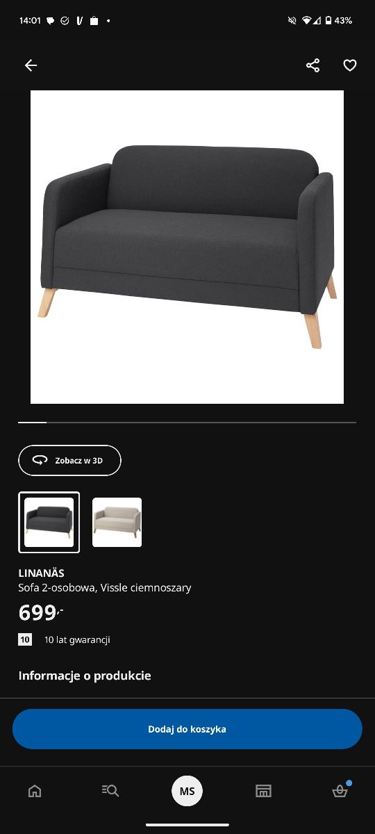 Sofa kanapa Ikea linanas stan bdb