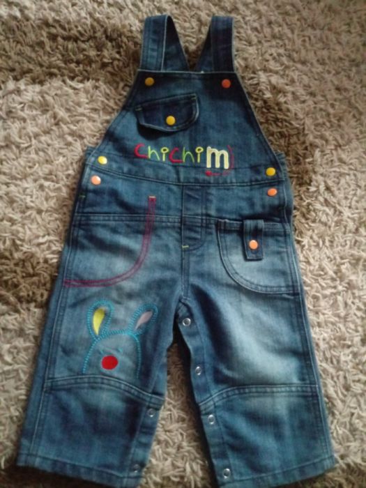 Spodnie ogrodniczki dżinsowe rozm 80 jak nowe 9-12 mies