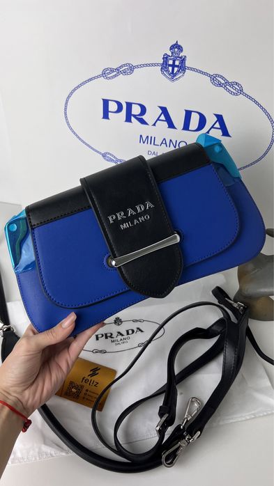 Damska torebka kopertówka Prada Premium granatowa luks
