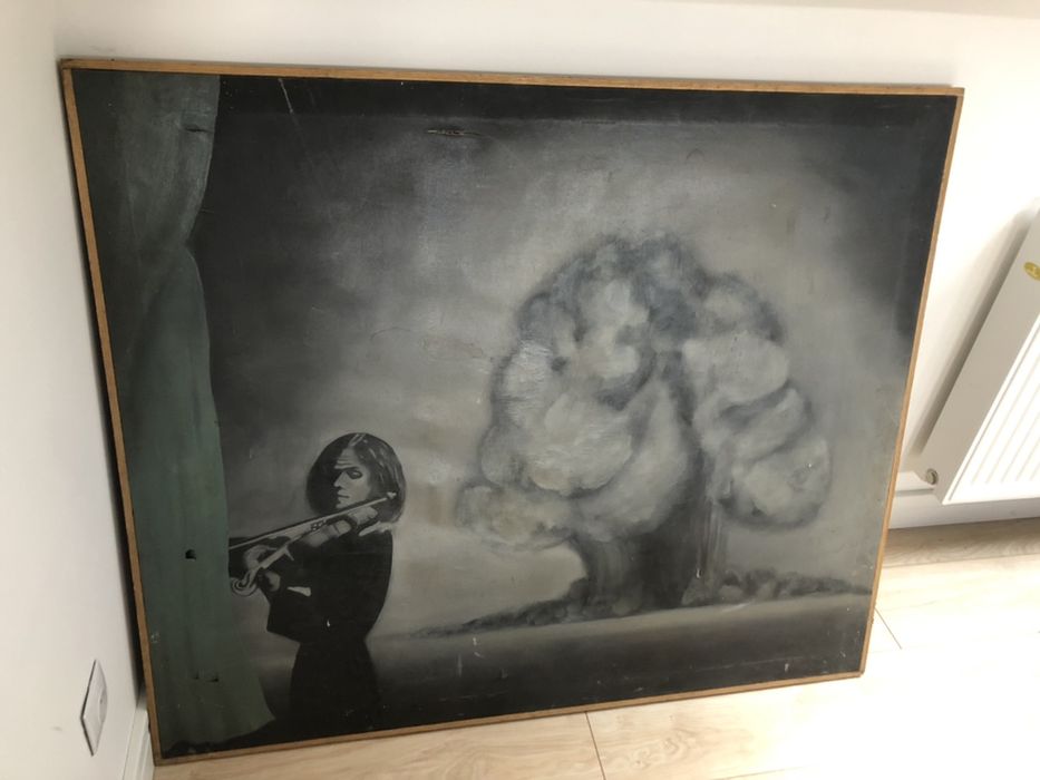 Stary duży obraz  olejny -  125cm x 105cm OKAZJA !