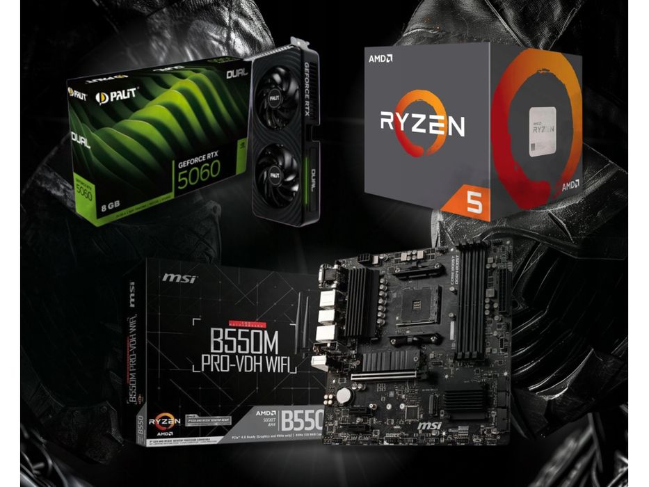 komputer gamingowy bsg raptorv24 ryzen5 32gb ddr4 1tbssd rtx5060 win11