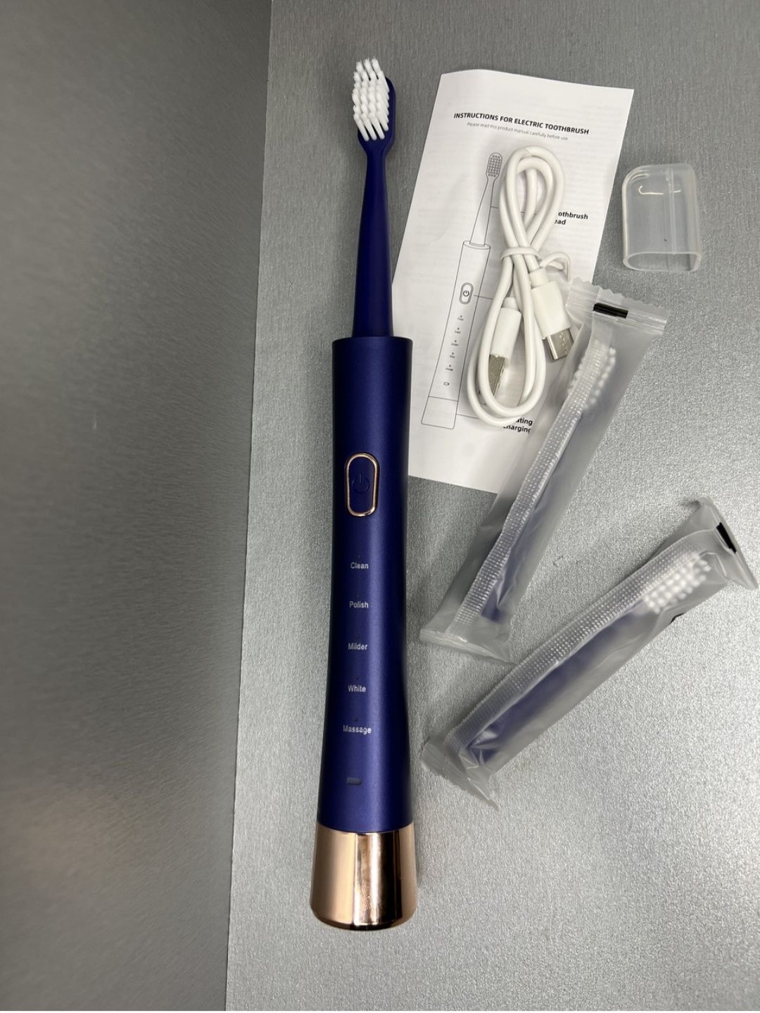 Акумуляторна електрична зубна щітка Jianpai S12 (3 насадки,заряджання)