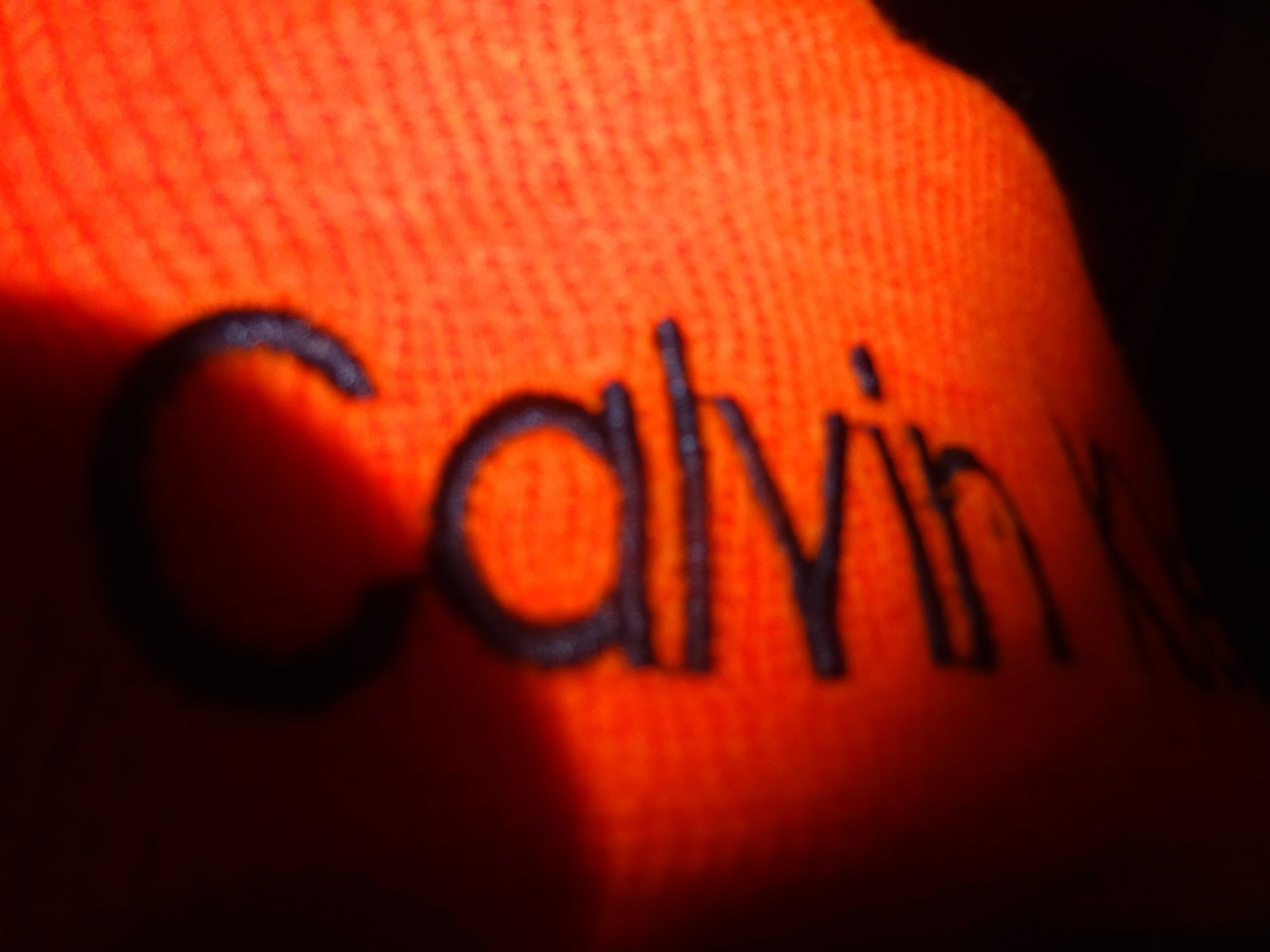 nowa męska damska zimowa na zimę czapka pomarańczowa Calvin Klein
