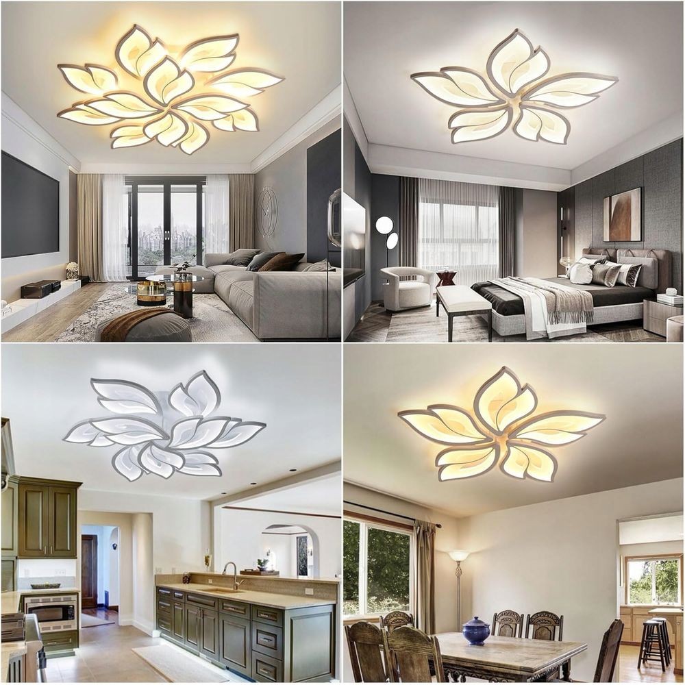 Inteligentna lampa sufitowa LED ściemniana 9 głowic, sterowanie apli
