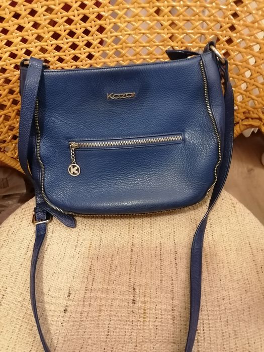Torebka damska firmy Kazar - skóra naturalna - kolor niebieski