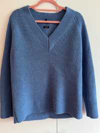 Sweter Massimo Dutti wełna wełniany alpaka niebieski błękitny M